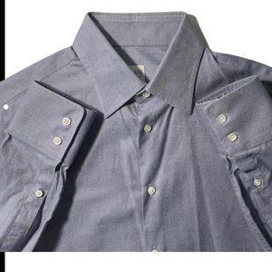 Armani Collezioni Mens Gray Silver Dress Shirt Button Down Size L (39 15 1/2)